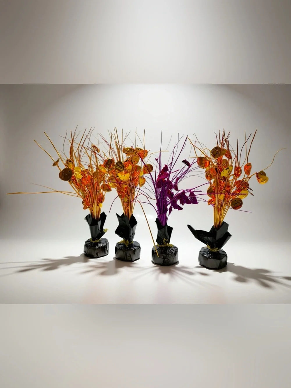 Festive Metallic Balloon Weights - Orange & Purple - Halloween- Pumpkin- Bats
